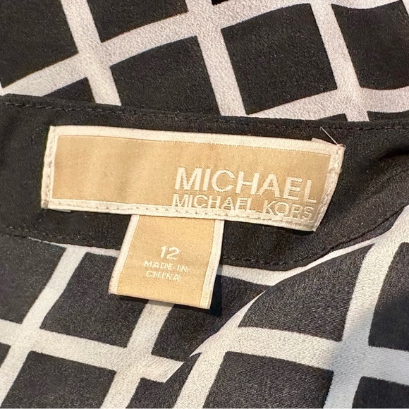 MICHAEL KORS - Geometric Shift Dress Sz 12 Zipper - BLACK WHITE - Picture 9 of 16